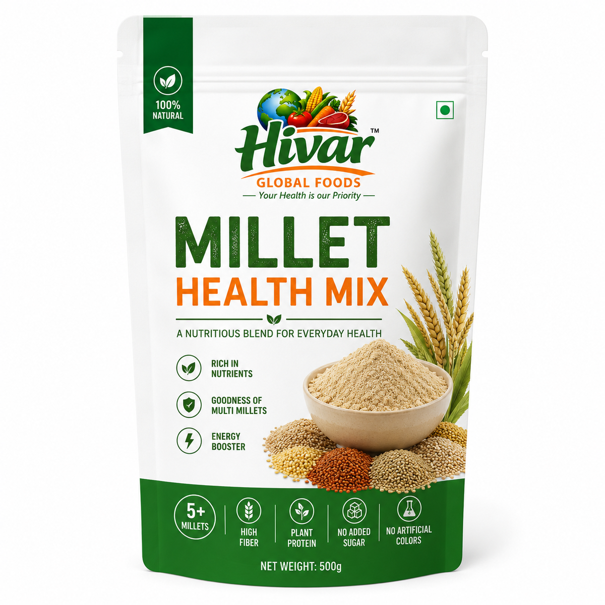 HIVAR Millet Health Mix | Nutritious Multi Millet Health Drink Mix 500 g