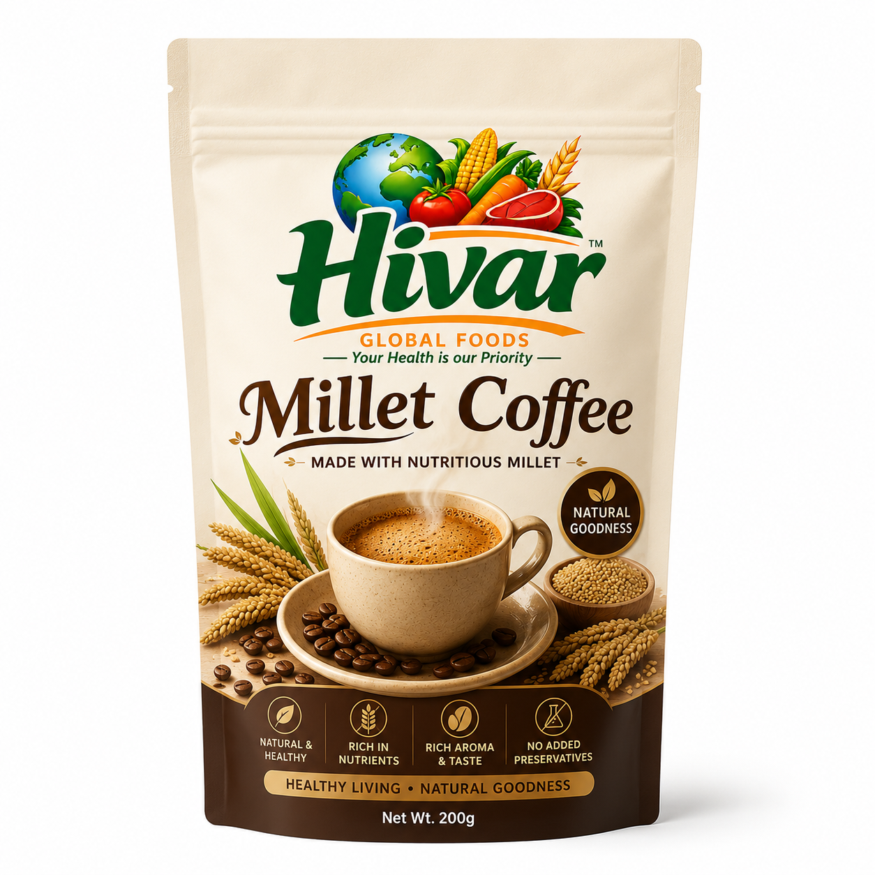 HIVAR Millet Coffee | Healthy Millet Energy Drink Mix 200 g