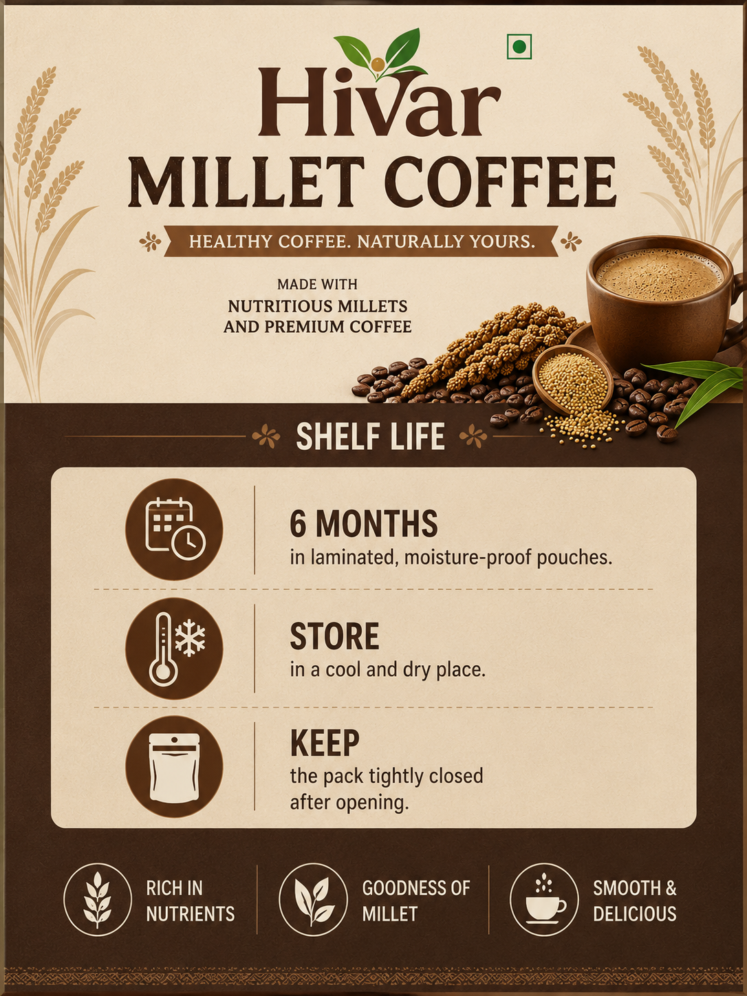 HIVAR Millet Coffee | Healthy Millet Energy Drink Mix 200 g